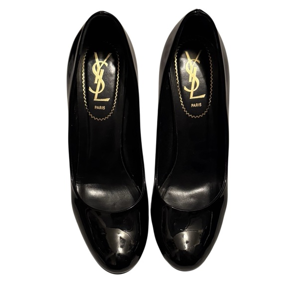 Yves Saint Laurent Rive Gauche Black Patent Leather Pumps - Size 7 (IT 37) - Picture 5 of 15